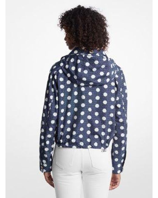 Michael Kors Blue Polka Dot Signature Logo Ciré Jacket