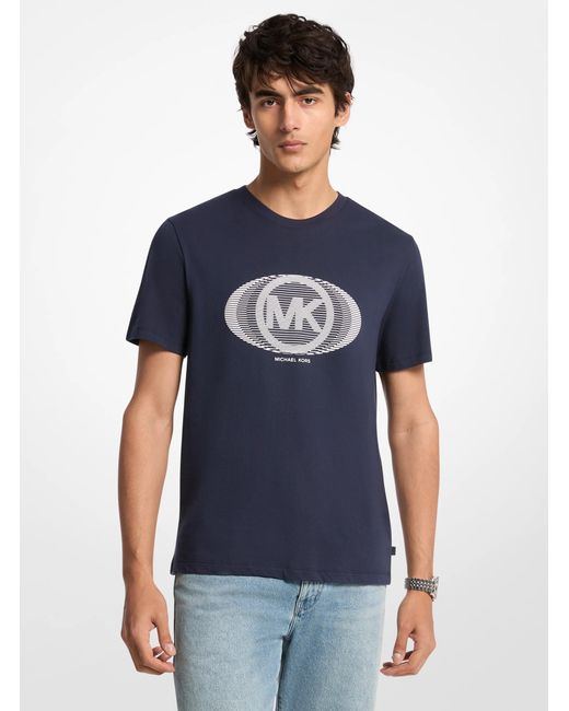 Michael Kors Blue Graphic Logo Cotton T-Shirt for men