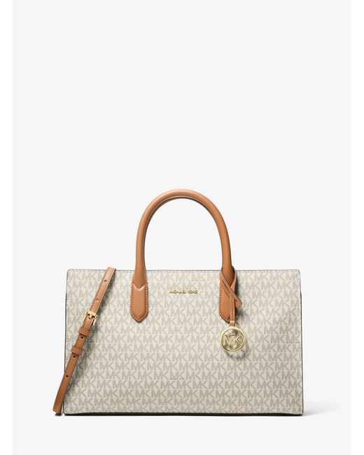 MICHAEL Michael Kors Natural Mk Scarlett Medium Signature Logo Satchel