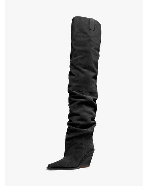 MICHAEL Michael Kors Black Noemie Suede Over-The-Knee Boot