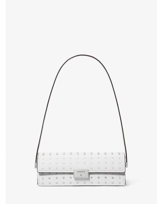 MICHAEL Michael Kors White Mk Ludlow Small Studded Leather Convertible Pochette