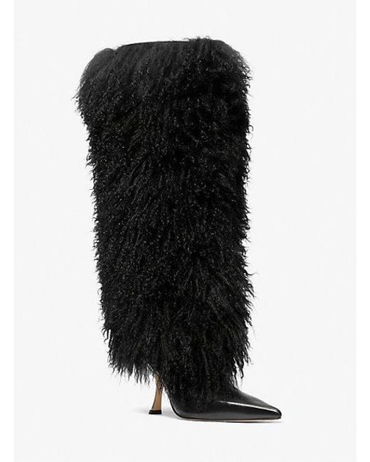 MICHAEL Michael Kors Black Luna Shearling And Leather Boot