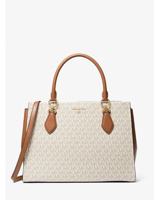 Borsa a mano Marilyn grande con logo di MICHAEL Michael Kors in Natural