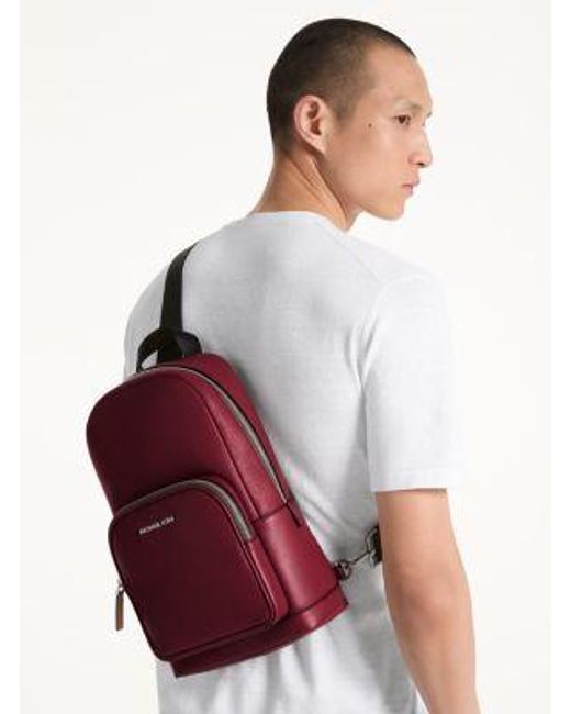 Michael Kors Red Cooper Pebbled Leather Sling Pack for men