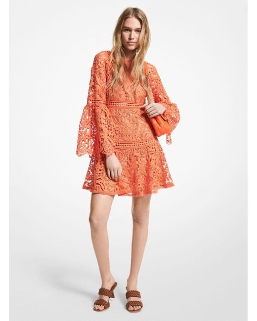 Michael Kors Multicolor Paisley Lace Bell Sleeve Dress