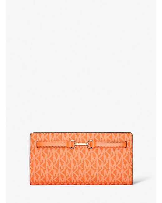 Michael Kors Orange Carson Large Signature Logo Wallet