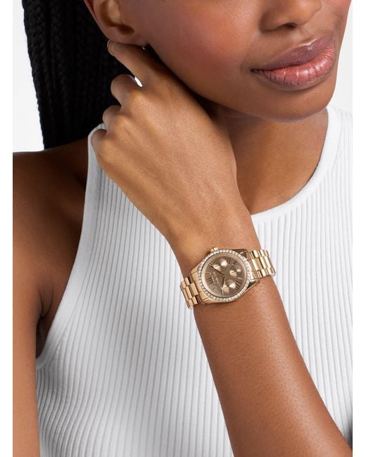Michael Kors Metallic Mk Mini Lexington Pavé Brushed-Tone Watch