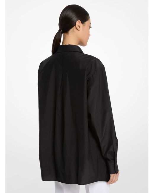Michael Kors Black Silk Blend Cutaway Button-Up Shirt