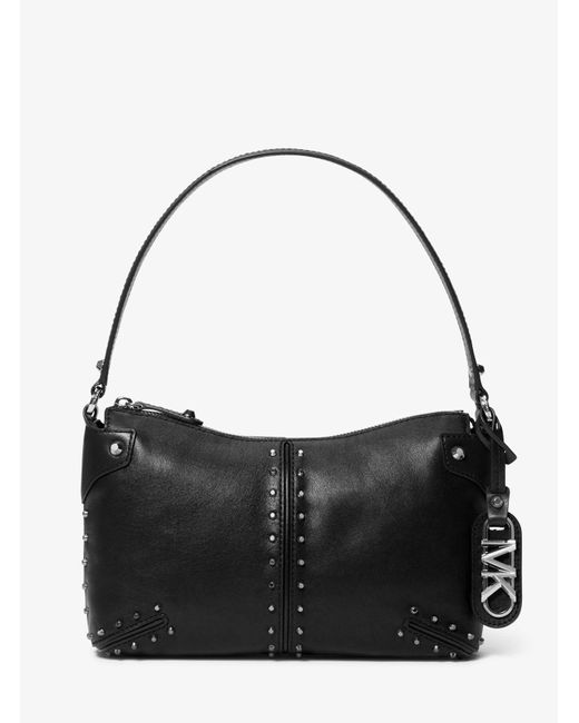 Michael Kors Black Mk Astor Large Studded Leather Shoulder Bag