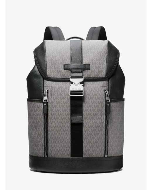 Michael Kors Gray Mk Hudson Signature Logo Aviator Backpack for men