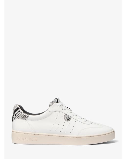 MICHAEL Michael Kors White Mk Scotty Snake Embossed Leather Trainers