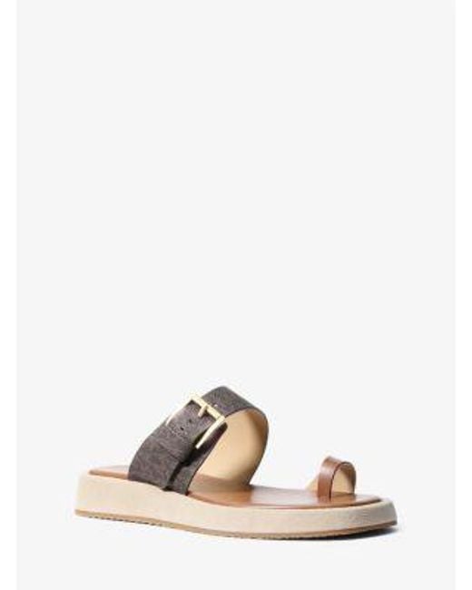 Michael Kors Brown Selah Signature Logo Slide Sandal