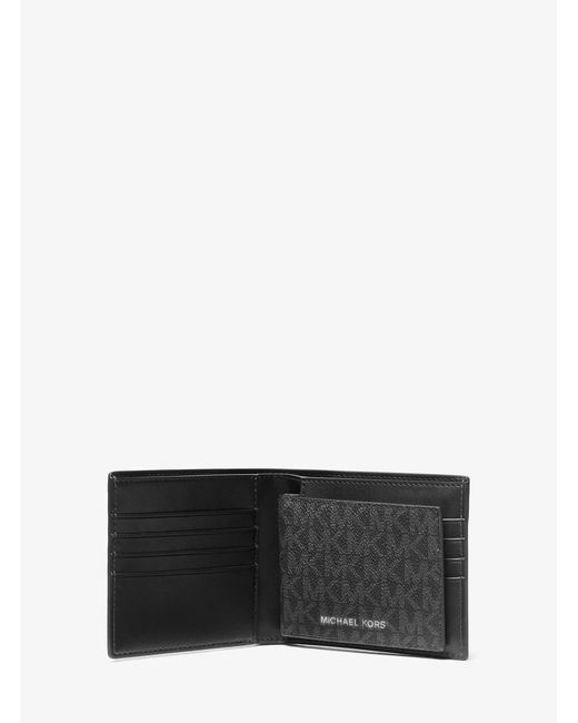 Michael Kors Gray Harrison Logo Billfold Wallet With Passcase for men