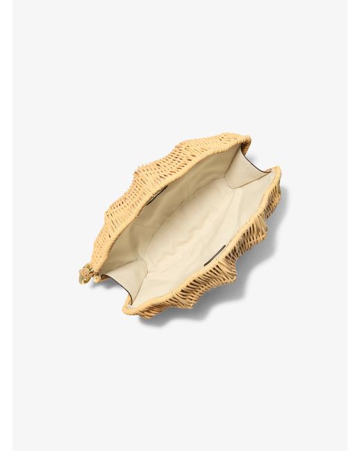 Mk Rattan MICHAEL Michael Kors Mk Shelly Rattan Clutch in Natural | Lyst