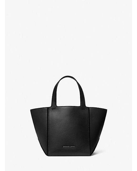 MICHAEL Michael Kors Mk Jordi Small Leather Tote Bag in Black | Lyst