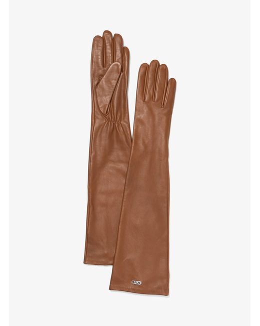 MICHAEL Michael Kors Brown Mk Leather Opera Gloves
