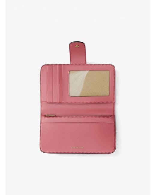 MICHAEL Michael Kors Pink Mk Pop Charm Medium Color-Block Pebbled Leather Logo Wallet