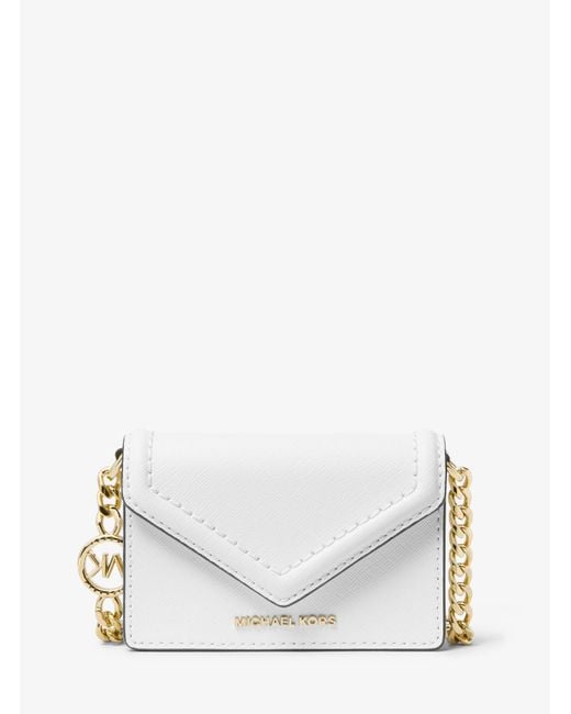 Petit sac à bandoulière enveloppe Jet Set en cuir saffiano MICHAEL Michael Kors en coloris White