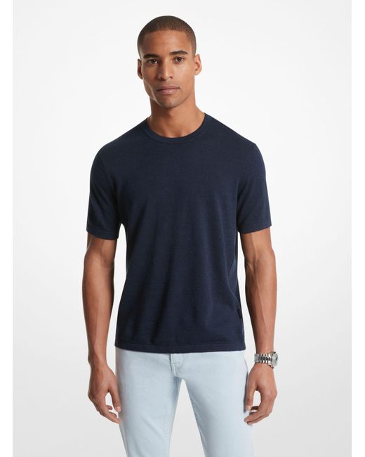 Camiseta de mezcla de lino Michael Kors de hombre de color Blue