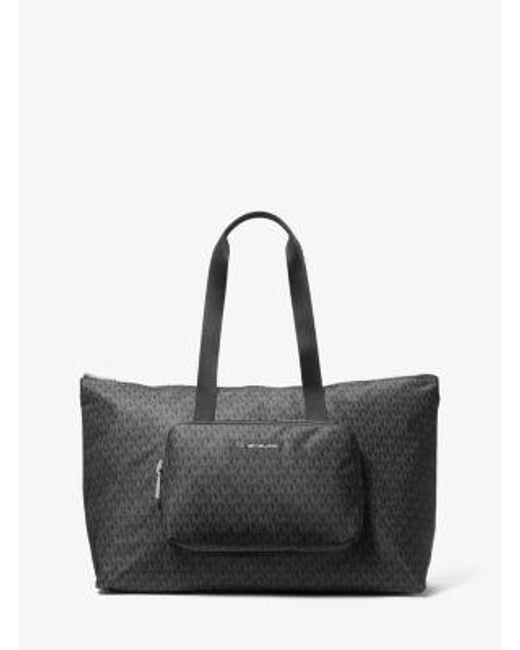 Michael Kors Black Tanner Large Printed Signature Logo Reversible Packable Tote Bag