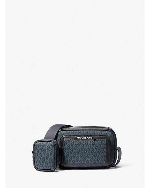 Michael Kors Blue Cooper Signature Logo Camera Crossbody Bag With Pouch for men