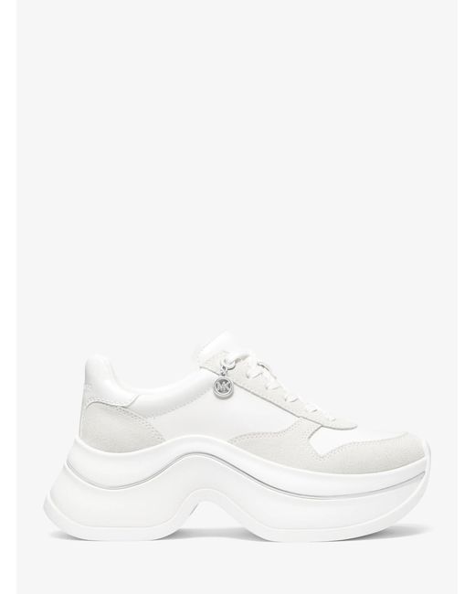 MICHAEL Michael Kors White Mk Arla Leather And Suede Trainer