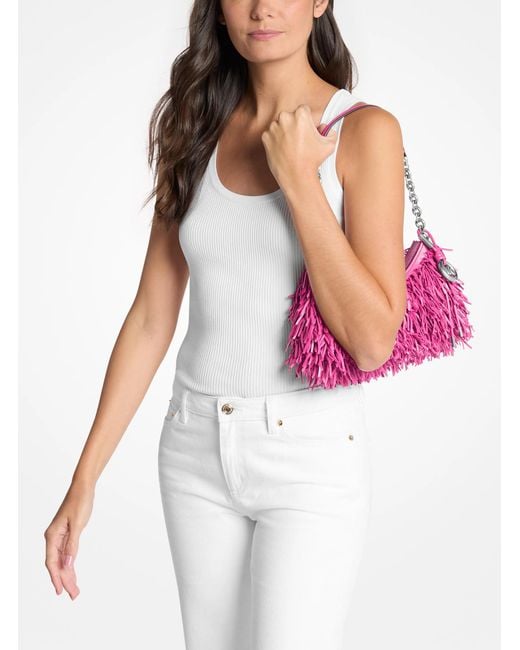 MICHAEL Michael Kors Purple Mk Nolita Medium Fringed Leather Pochette