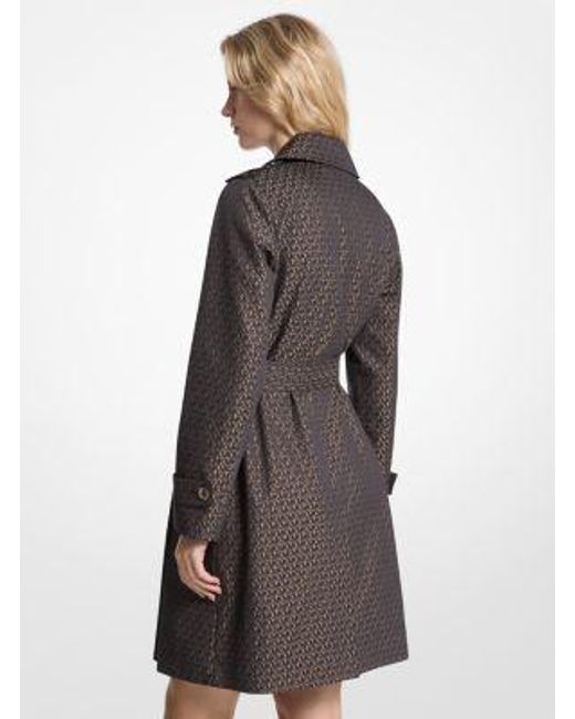 Michael Kors Black Signature Logo Cotton Blend Belted Trench Coat