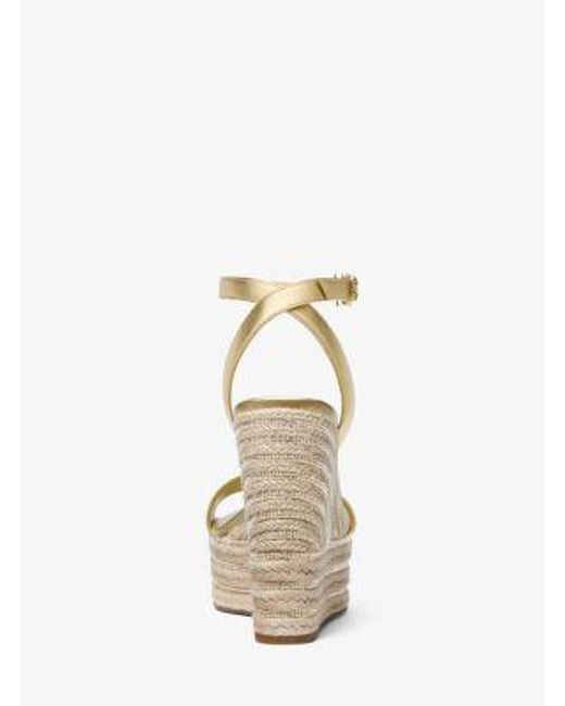 Michael Kors Natural Mk Leighton Metallic Leather Wedge Sandal