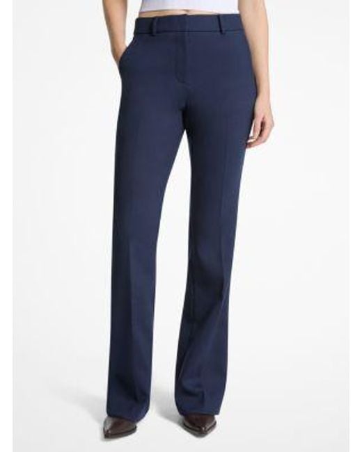 Michael Kors Blue Bootcut Stretch Wool Blend Pants