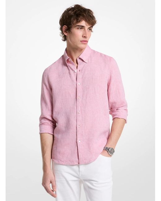 Michael Kors White Mk Linen Shirt for men