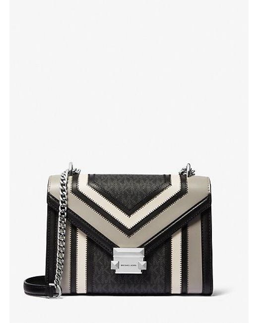Michael Kors Black Whitney Medium Color-block And Signature Logo Shoulder Bag