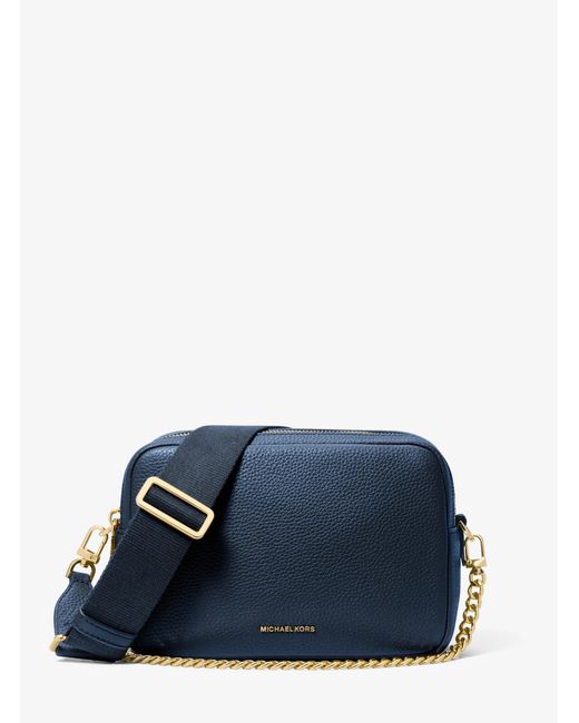 MICHAEL Michael Kors Blue Mk Bryant Medium Pebbled Leather Camera Crossbody Bag
