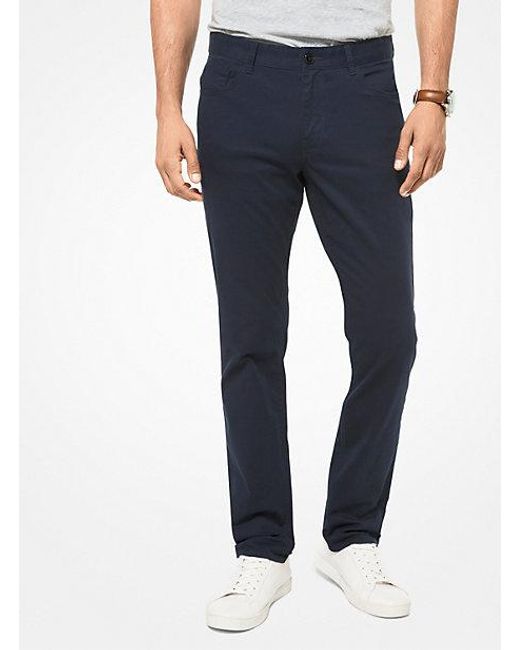 Michael Kors Blue Parker Slim-fit Stretch-twill Pants for men