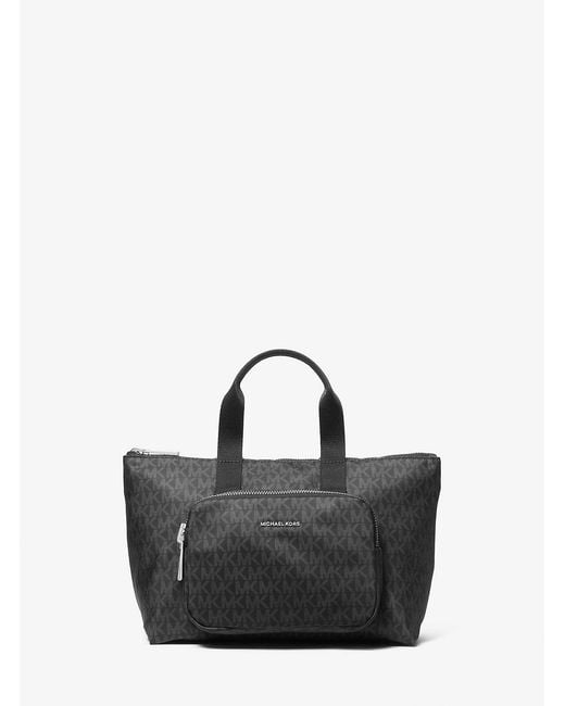 MICHAEL Michael Kors Black Tanner Small Printed Signature Logo Reversible Packable Tote Bag
