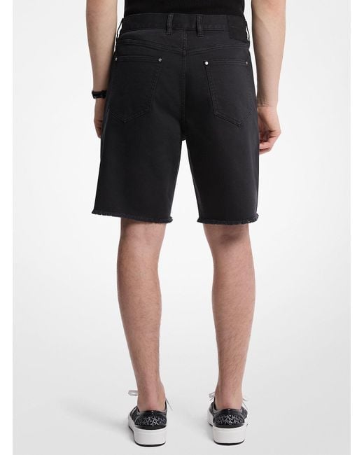 Michael Kors Black Mk Frayed Denim Shorts for men