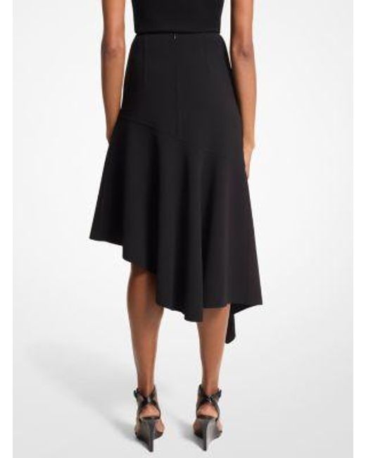 Michael Kors Black Mk Stretch Wool Barathea Asymmetric Skirt