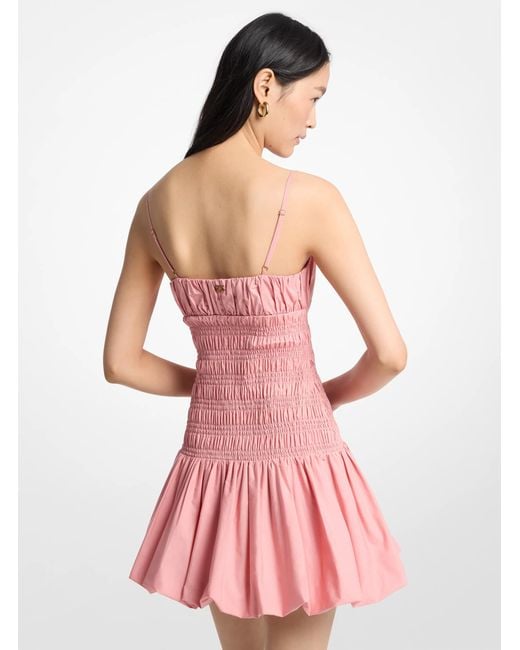 MICHAEL Michael Kors Pink Smocked Cotton Poplin Bubble-Hem Dress