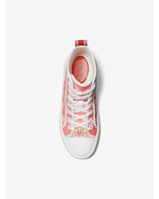 Michael Kors Pink Evy Empire Logo Jacquard High-top Sneaker
