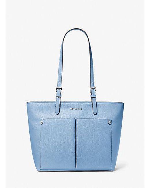 Michael Kors Blue Jet Set Medium Pocket Tote Bag