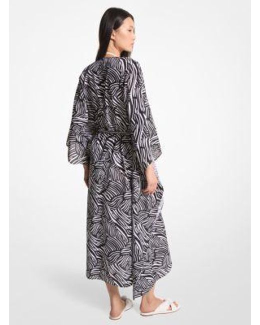 Michael Kors White Zebra Organic Cotton Lawn Caftan Dress