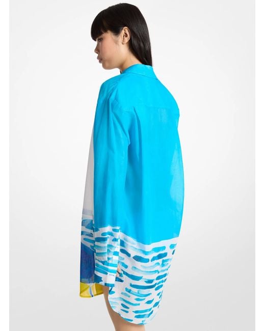 MICHAEL Michael Kors Blue X Christina Zimpel Cotton Lawn Shirtdress