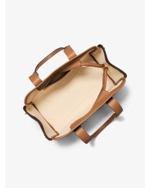 Michael Kors Brown Romee Large Signature Logo And Leather Tote Bag