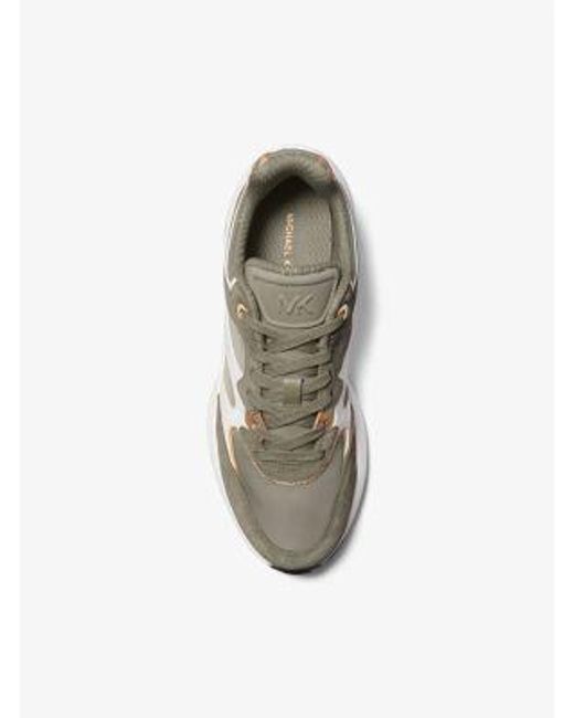 Michael Kors White Riley Mixed-Media Trainer