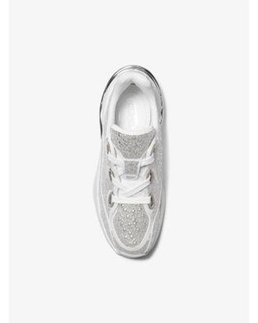 MICHAEL Michael Kors White Mk Toni Embellished Linen Blend Trainer for men