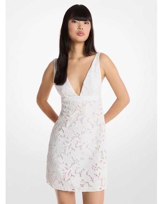 MICHAEL Michael Kors White Mk Corded Floral Lace Mini Dress
