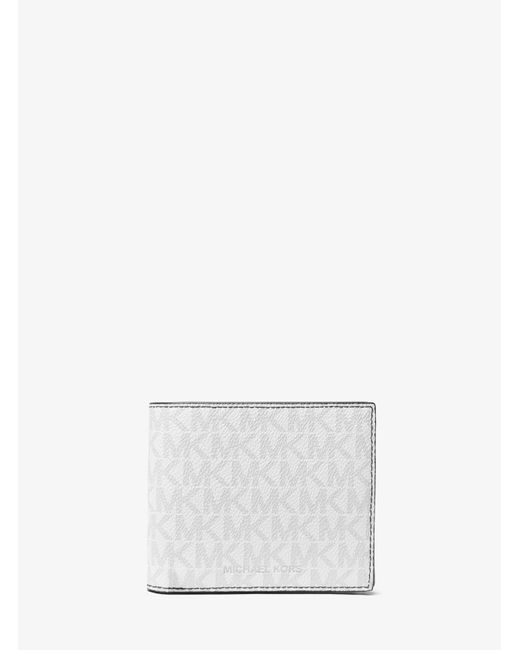 Portefeuille compact Greyson à logo avec compartiment à monnaie Michael Kors pour homme en coloris White