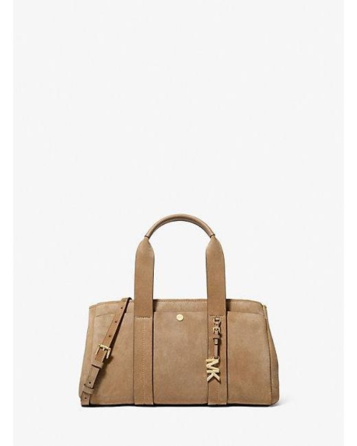 Michael Kors Natural Romee Small Suede Satchel
