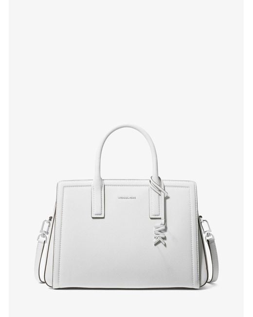 MICHAEL Michael Kors White Laila Medium Leather Satchel