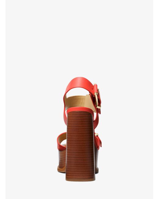 Michael Kors Red Colby Leather Platform Sandal